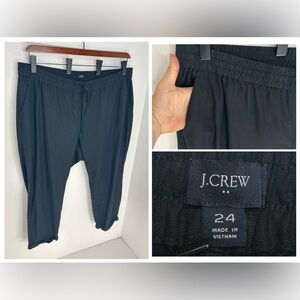 J. Crew Pants Black Wide Leg Pull On Linen Blend Pants Size 24‎ Relaxed 44x26